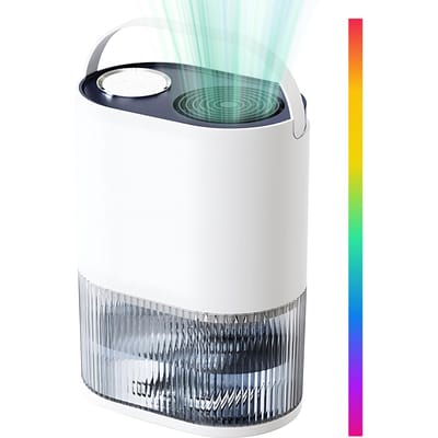 Déshumidificateur et purificateur d'air 2 en 1 pour la maison avec lumière colorée, déshumidificateur Portable de 70oz avec EU plug blanc
