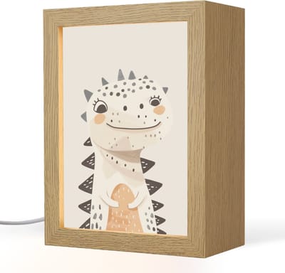 Nachtlampje 15x20 cm - Kinder lampje - Dinosaurus - Pastel kleuren - Tafellamp kinderkamer - Slaapkamer lamp - Bedlamp kinderen - Kinderlampje stopcontact - Wandlamp babykamer - Nachtlampjes