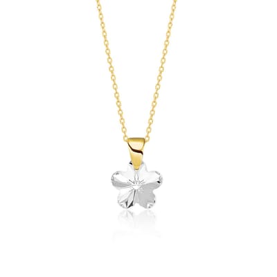 Montebello Ketting Flower BG92 - 925 Zilver Verguld - Swarovski - Ø12mm - 45cm