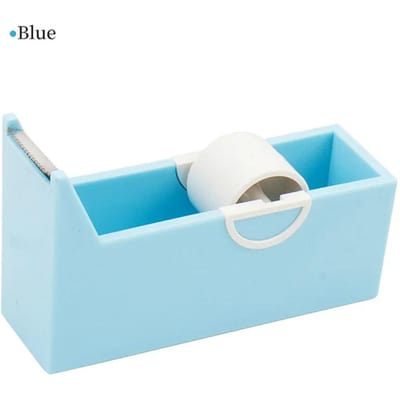 Distributeur de ruban adhésif en plastique, rouleau de ruban adhésif, coupe-ruban, papeterie scolaire, fournitures de bureau, accessoires, outils d'emballage bleu