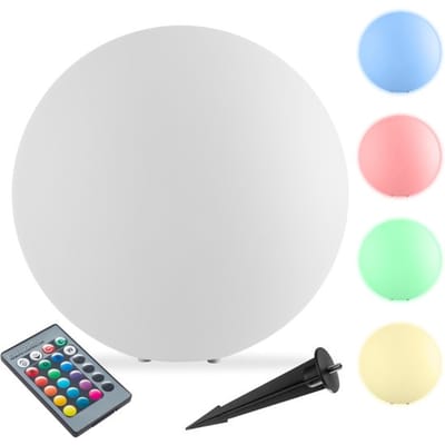 tectake® Tuinbol - Ø30 cm - Bolvorminge LED Buitenlamp met Afstandsbediening - 16 Kleuren en 5 Lichtmodi - Weerbestendige Tuinverlichting - Feestversiering - Tuindecoratie - Inclusief Lichtbron - Lichtbol - Lichtbollen voor Buiten - Bol Lamp