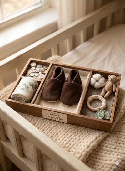 Stabifoot Babyslofjes – Zacht Leer – Cadeaudoos - Linnen zakje - Barefoot - CHOCO 0 - 3