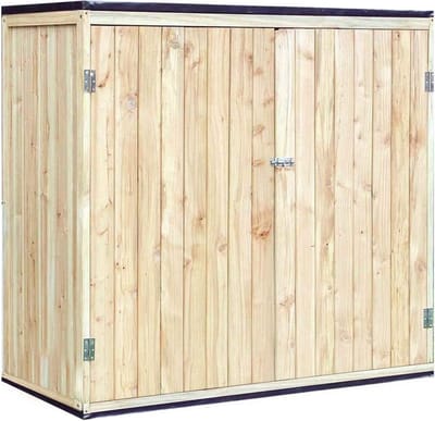 MKSS® Tuinkast Hout - Tuinkist - Tuinkasten voor Buiten - Tuinberging - 140x60x130cm - Licht Bruin met Zwart