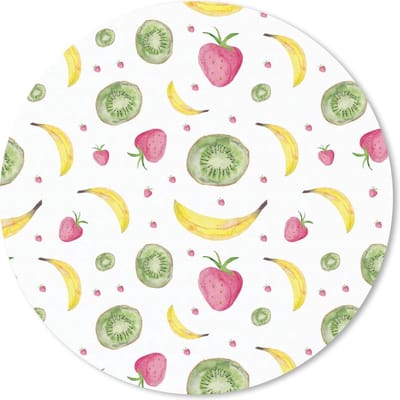 Muismat rond 20x20 cm - Mousepad Fruit - Waterverf - Wit - Ronde muismatten