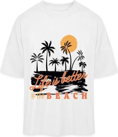 Heren en Dames T Shirt - Zomer - Life Is Better at the Beach - Wit - S