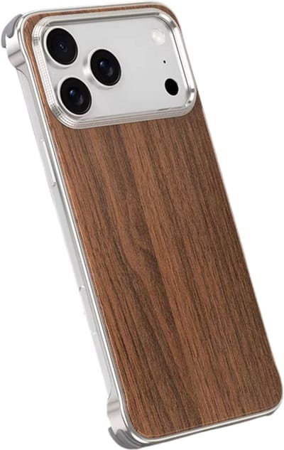 Luxe Telefoonhoes Hout & Aluminium – Valbestendig, Schokbestendig, Magnetisch Opladen – Beschermhoes Geschikt voor iPhone 17 Pro