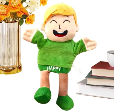 Handpoppen Pluche - Dierenpoppen Stoffen - Rollenspel Verhalen - Zachte Emotionele Expressie - 31 x 21 x 5 cm - Vrolijk