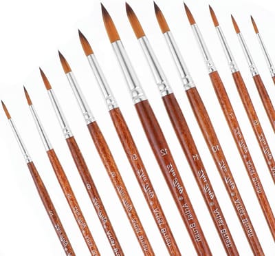 12-delige Nylon Penseelset voor Acryl, Waterverf en Olieverf - Professionele Schilderpenseelset voor Kunstenaars