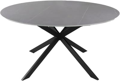 Eettafel Rond - Eettafel Steenlook - Gezellig Tafelen - Sleutelgat Onderstel - 150cm Diameter - Grijs