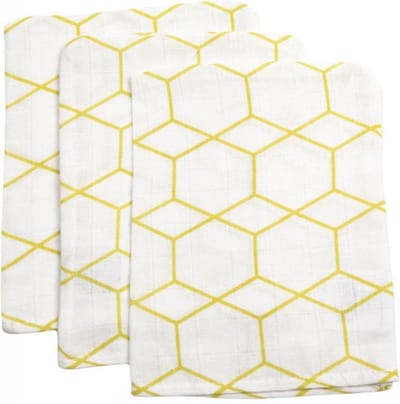Briljant Grid Okergeel Hydrofiel Washandjes 3 stuks 101R