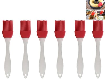 6-stuks BBQ-oliekwast - Sauskwast - Siliconen bakkwast - Multifunctionele keukenkwast - 20x4 cm - Gelijkmatige olieaanbrenging - Gemakkelijk schoon te maken - Geschikt voor het aanbrengen van olie, sauzen en kruiden in de keuken - Rood
