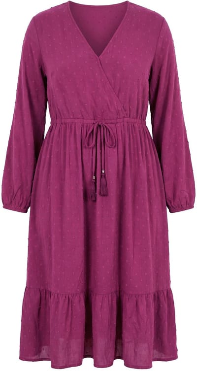 Studio Untold - Dames - Maxi-jurk A-lijn all-over print lange mouwen - Aubergine - Maat 42+