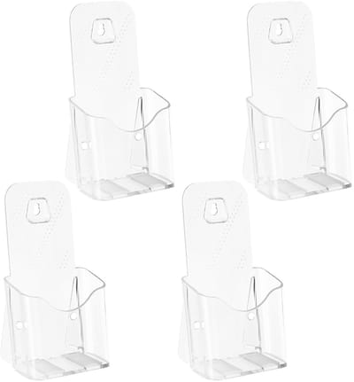 Set van 4 staande flyerstandaards voor DL en A6, transparante brochurehouders voor tafels en evenementen