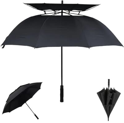 Nivard Moderne Golf Paraplu - Stormparaplu - Opvouwbaar - Windproof - Stormproef - UV Bescherming - Umbrella - Draagbaar - Zwart