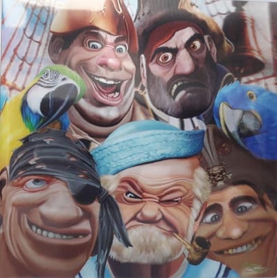 3D wenskaart -Stoer piraten met papegaai - Trendzz-  16 x16 cm