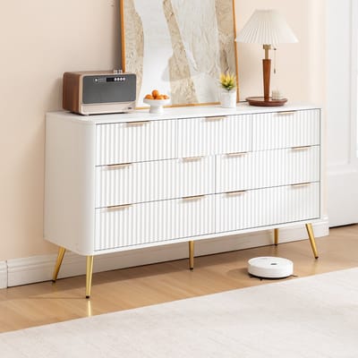 OKWISH Ladekast – 7 Lades – Opbergkast Voor Slaapkamer Woonkamer En Hal – Kindveilig Met Anti Kantelbeveiliging – MDF Wit