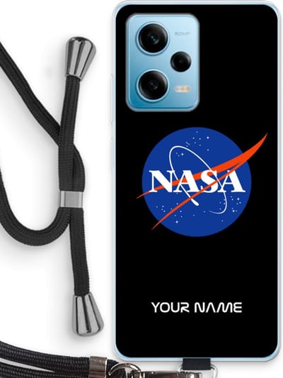 Gepersonaliseerd - Case Company® - Hoesje met koord geschikt voor Xiaomi Redmi Note 12 Pro 5G hoesje met Koord - NASA - Telefoonhoesje met Zwart Koord - Bescherming aan alle Kanten en Over de Schermrand