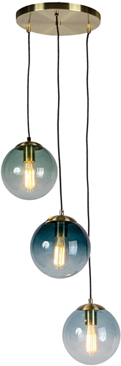 QAZQA pallon - Art Deco Hanglamp - 3 lichts - Ø 450 mm - Messing - Woonkamer | Slaapkamer