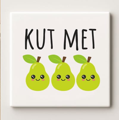Kut Met Peren Grappige Woordspeling Decoratieve Tegel – Ondeugende Humor Wanddecoratie – 15 x 15 cm