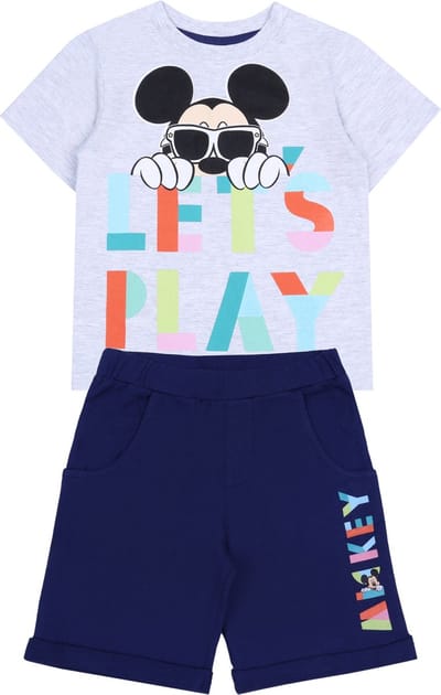 Grijs en marineblauw jongens t-shirt+short set Mickey Mouse Disney