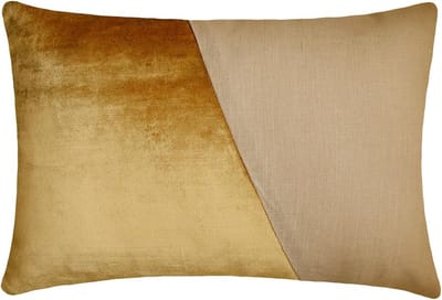Lumbaal Kussenhoes 30x60 cm Goud Fluweel & Linnen | Decoratief Rechthoekig Sierkussen