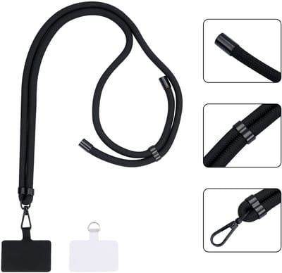 Casemania Extra Sterke Telefoonkoord - Matte Black - Dikke Verstelbare Telefoonketting - Universeel Koord voor Smartphone - Stevig Matte Zwart Draagkoord voor Telefoon - Lanyard Crossbody Cord