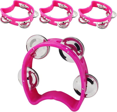 Plastic Tamboerijn Set - Mini Percussie Instrument - Muziek Maken - Set van 4 stuks - 22.6 x 21.7 cm