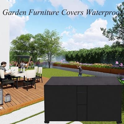 Terrasmeubelhoezen Waterdicht - Tuinmeubelhoezen - Meubels Beschermen - 420D Heavy Duty - Rechthoekig - Zwart