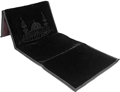 Vouwbare Gebedsmat met Rugleuning - Comfortabele Meditatiestoel met Draagtas (Zwart)