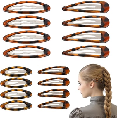 Dailygoods- Haarspelden 16 Stuks - Snap-Haarspelden - Klassieke Haarspeld - Schildpad-Look - Kunststof/Metaal - 4 Maten - Haarklemmen