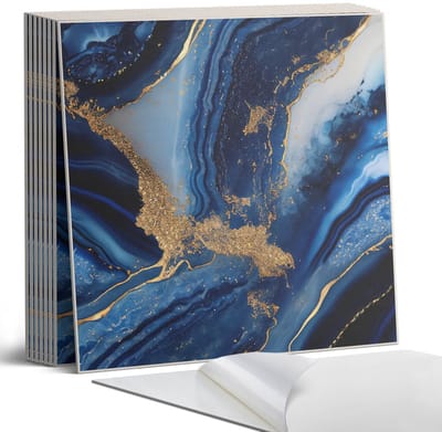Coloray Plaktegels - Abstract golvend patroon Portugese Tegels - 30 cm x 30 cm - Marine Plaktegels - 9 stuks - Vierkant PVC Tegels - Plaktegels Keuken - Zelfklevende Vloertegels - Vinyltegels Vloer Zelfklevend - Zelfklevende Tegels