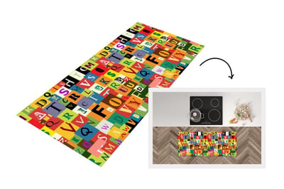 Keukenloper - Loper keuken - Alfabet - Letter - Patroon - 120x50 cm - Keukenloper vinyl