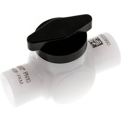 PVDF 2-Weg Kogelkraan G 1/2'' FKM Vacuüm