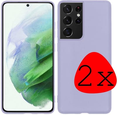 Hoesje 2 Stuks - Geschikt voor Samsung Galaxy S21 Ultra - Sterk & Shockproof - Case Siliconen - Back Cover - Telefoon Hoes - Lila