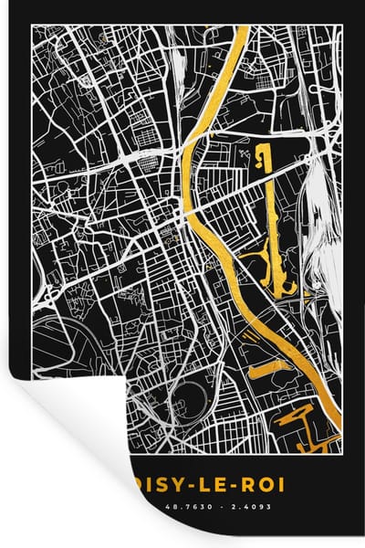 Muurstickers - Sticker Folie - Plattegrond – Kaart – Stadskaart – Frankrijk – Choisy-le-Roi - 20x30 cm - Plakfolie - Muurstickers Kinderkamer - Zelfklevend Behang - Zelfklevend behangpapier - Stickerfolie