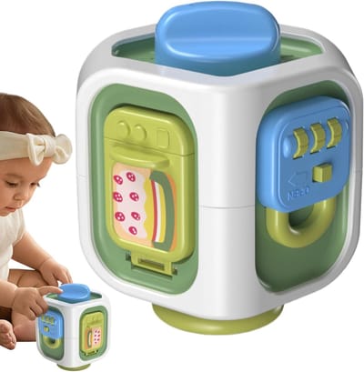 Activiteitenkubus Baby - Sensorisch Speelgoed - Ontwikkeling Stimuleren - Vormensorteerder Muziek - 22 x 20.9 x 11.3 cm - Groen