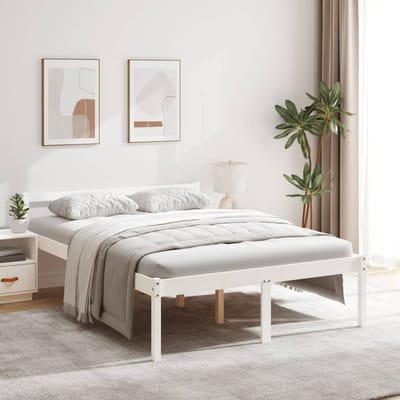 vidaXL - Seniorenbed - massief - grenenhout - wit - 120x190 - cm