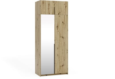 Kledingkast Apollonia I met Spiegel 100 x 250 cm (artisan, zwarte handgrepen)