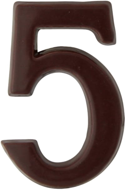 Domino® Deurnummer Zelfklevend SP - "5" - Bruin - Woonhuisnummer Hotelkamernummer 50mm - Huisnummer Brievenbus Adresnummer Stickers - Huisnummerplaatje - Deur en Kamernummer - Lockernummer