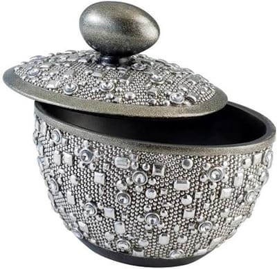 Decoratieve Box - Opbergdoos Sierlijk - Sieraden Opbergen - Uniek Ontwerp Handvat - 21 cm Breed - Zilverkleurig