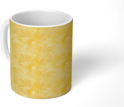 Mok - Koffiemok - Frans - Citroen - Strepen - Wit - Geel - Mokken - 350 ML - Beker - Koffiemokken - Theemok