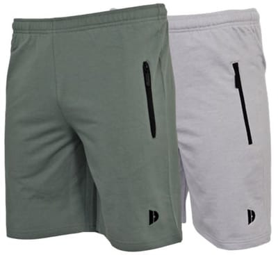 2-Pack Donnay - Joggingshort (Nick) - Sportshort - Heren - Jungle green/Light grey (805) - maat S