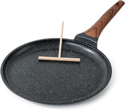 Crêpepan Antiaanbak - Pannenkoekenpan Tortillapan - Lekkere Pannenkoeken Maken - Granietcoating PFOA-vrij - 30 cm - Grijs