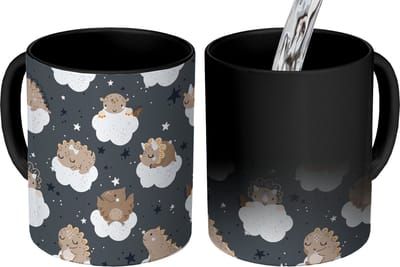 Magische Mok - Foto op Warmte Mokken - Koffiemok - Patroon - Jongens - Dino - Kinderen - Magic Mok - Beker - 350 ML - Theemok