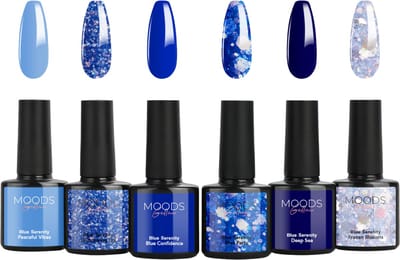 Moods Gellac 6-delige Set - Gellak Starterspakket - Gel Nagellak - 8ML - Blue Serenity - Gellac - Nagels - Chique Kleuren - HEMA- & TPO-vrij