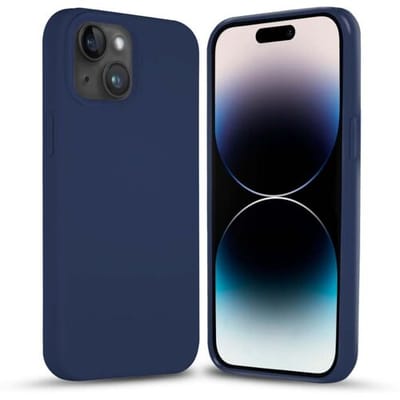 Coverzs Solid silicone case geschikt voor Apple iPhone 14 (marine blauw) - iPhone 14 hoesje blauw - iPhone 14 case geschikt voor Apple - Luxe siliconen hoesje met 3-laags bescherming