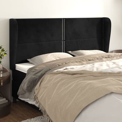 vidaXL - Hoofdbord - met - randen - 183x23x118/128 - cm - fluweel - zwart
