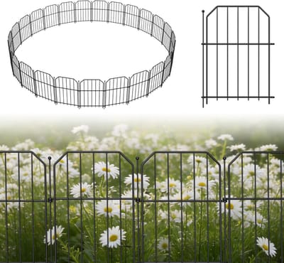 10 Stuks Decoratieve Metalen Tuinhek, elk 40x28cm, Afschuining Vijverhekken met Gaaspatroon, Tuinhek (totale 280cm Lang), Bloemperkomranding, Mooie Decoratieve Omheining, Steekhek voor Honden/Bloembedden/Tuinieren/Moestuinen