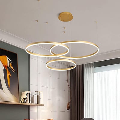 Moderne LED Hanglamp 3 Ringen Dimbaar - In Hoogte Verstelbaar voor Woonkamer en Eetkamer (40/60/80 cm)