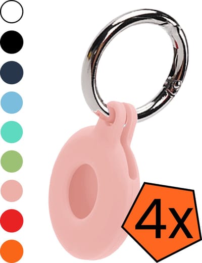 Hoesje Geschikt voor Apple AirTag 2e generatie Sleutelhanger Hoes Siliconen Hoesje - Siliconen Hoesje Geschikt voor Apple AirTag 2 - Sleutelhanger Hoesje - Lichtroze - 4 PACK